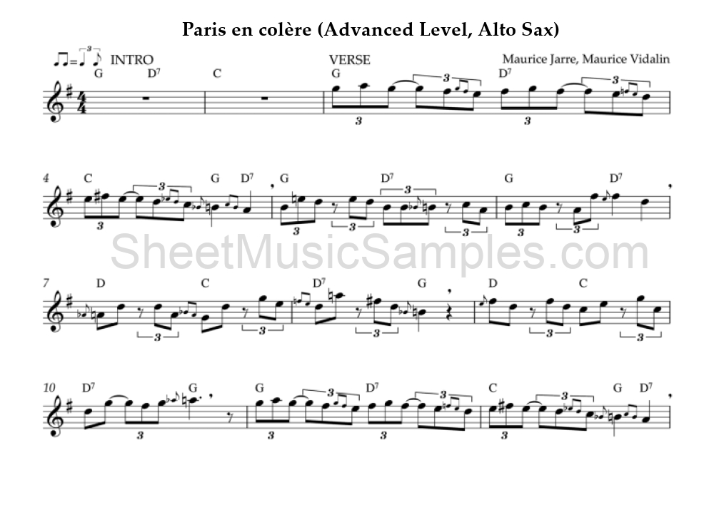 Paris en colère (Advanced Level, Alto Sax)