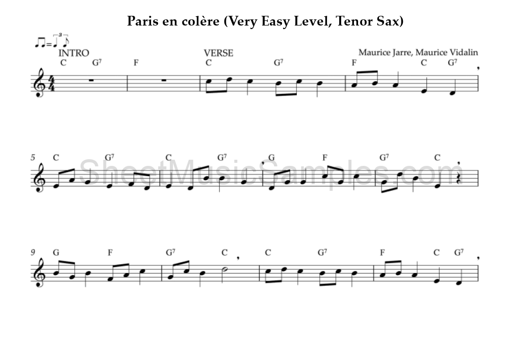 Paris en colère (Very Easy Level, Tenor Sax)