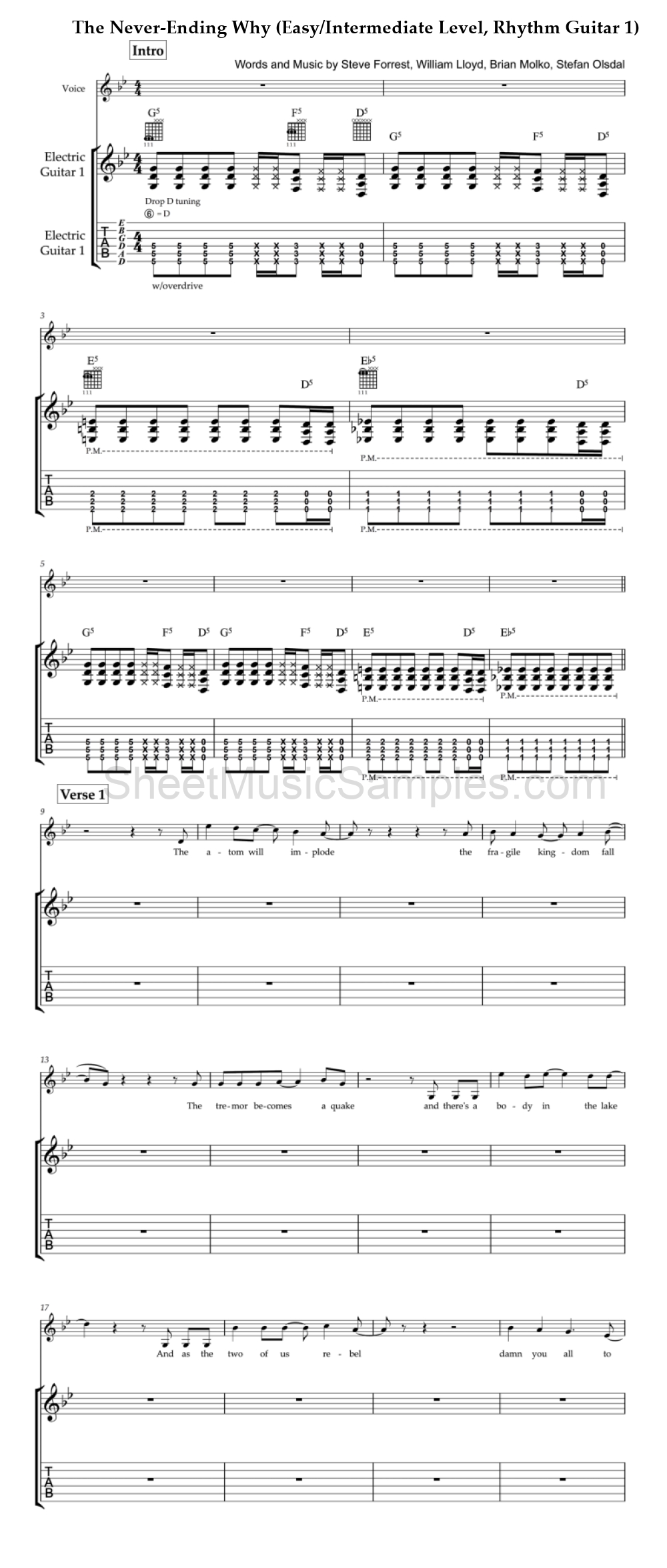 The Never-Ending Why (Easy/Intermediate Level, Rhythm Guitar 1)