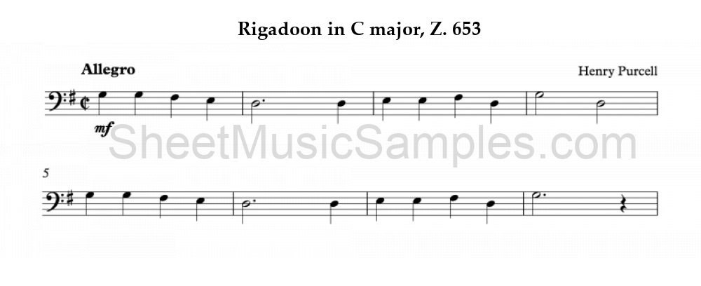 Rigadoon in C major, Z. 653