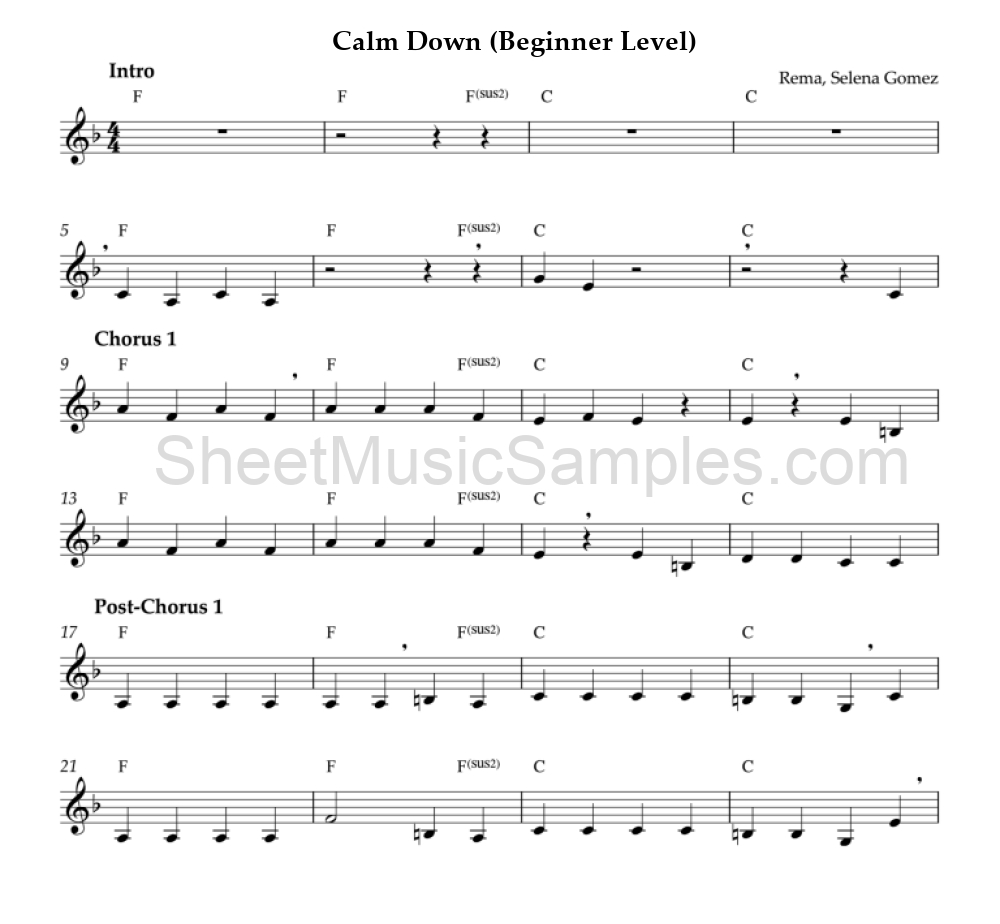 Calm Down (Beginner Level)