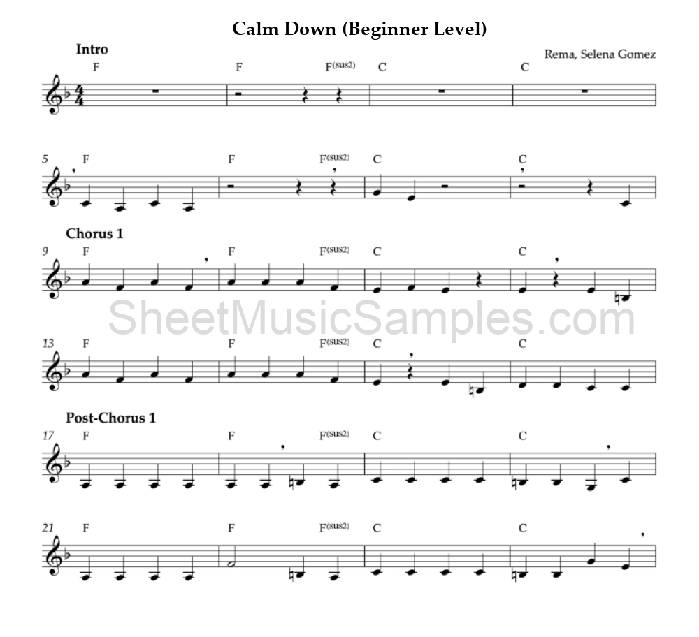 Calm Down (Beginner Level)