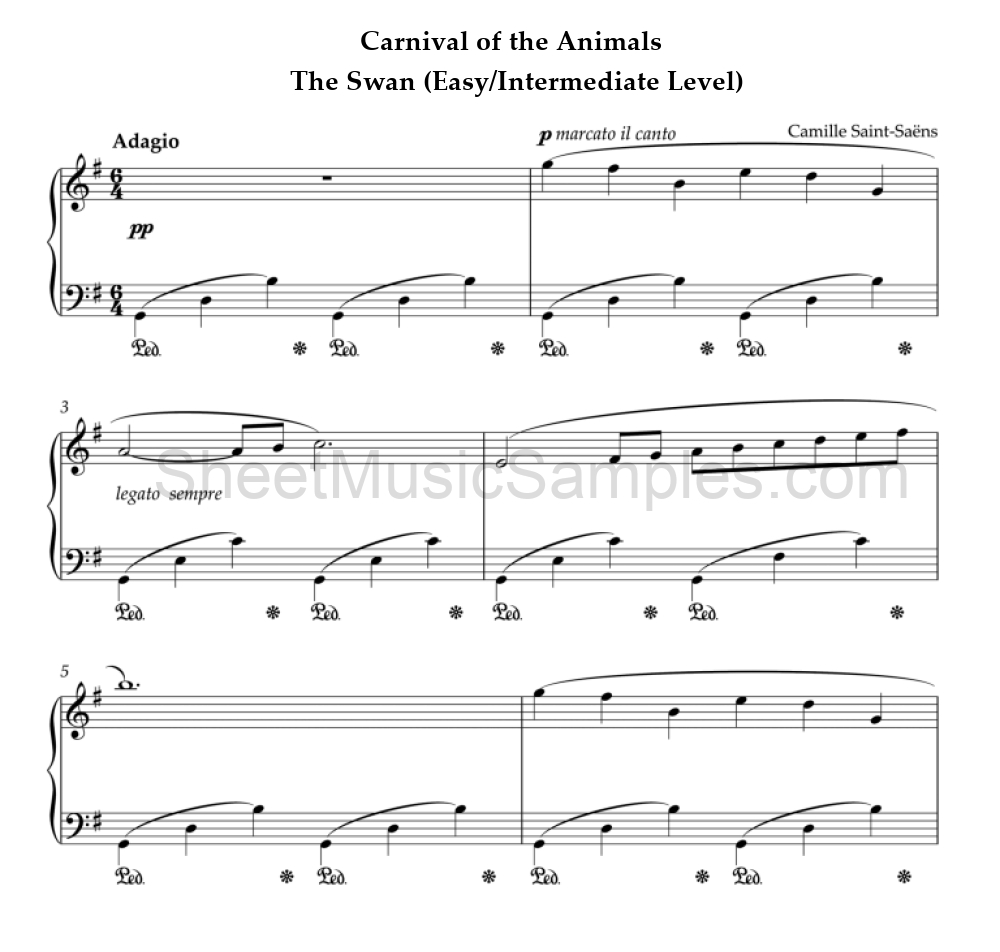 Carnival of the Animals - The Swan (Easy/Intermediate Level)