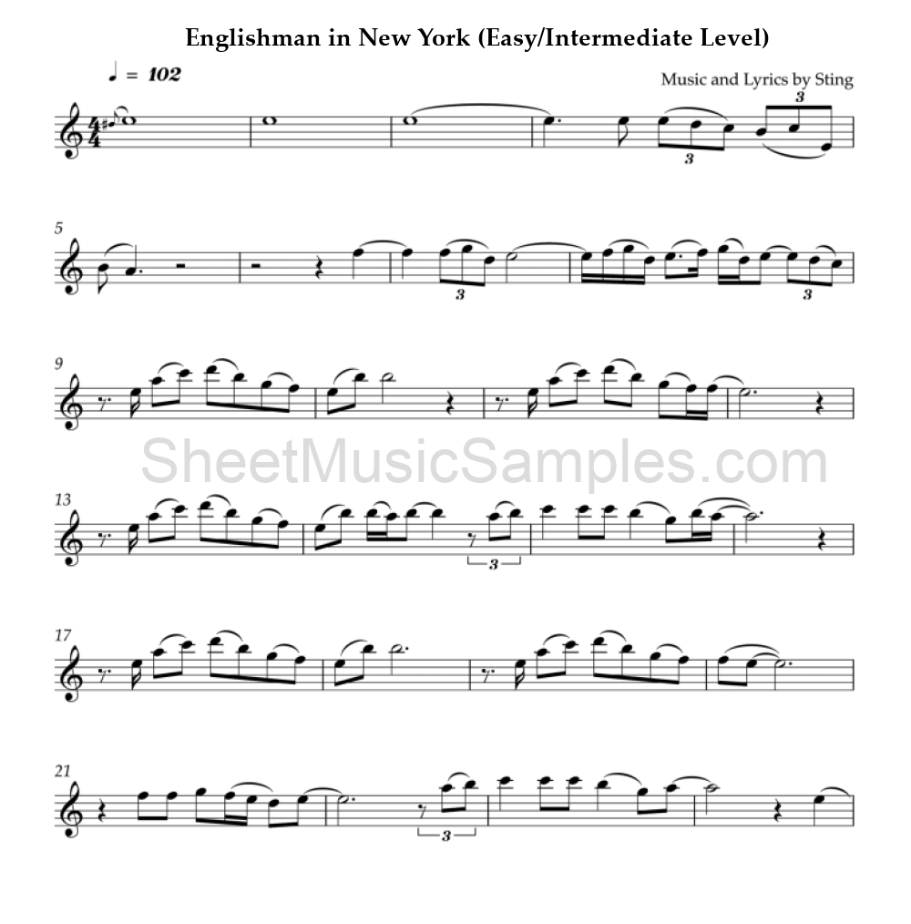 Englishman in New York (Easy/Intermediate Level)