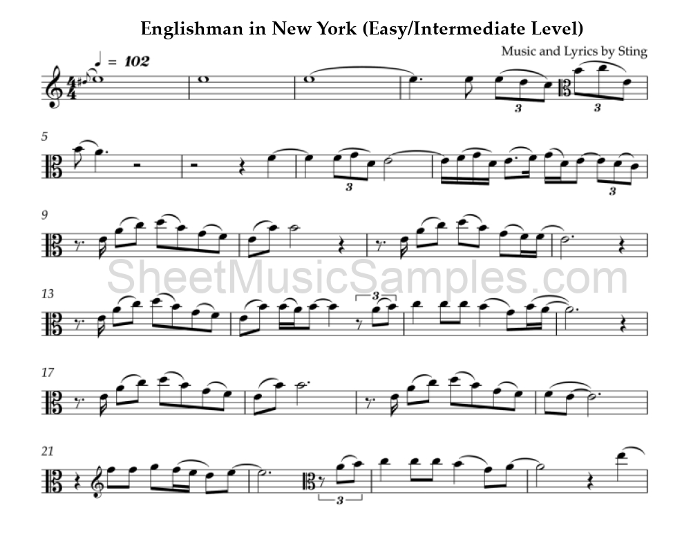 Englishman in New York (Easy/Intermediate Level)