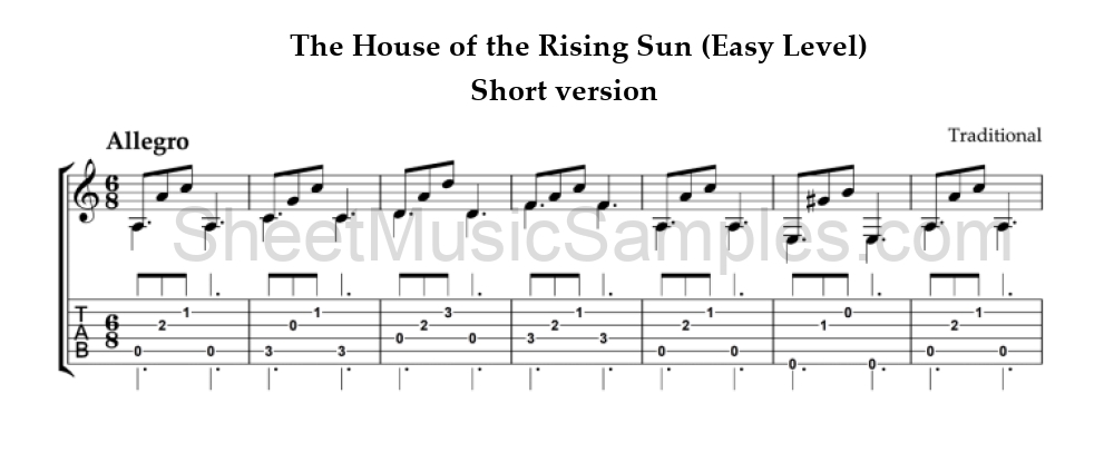 The House of the Rising Sun (Easy Level) - Short version