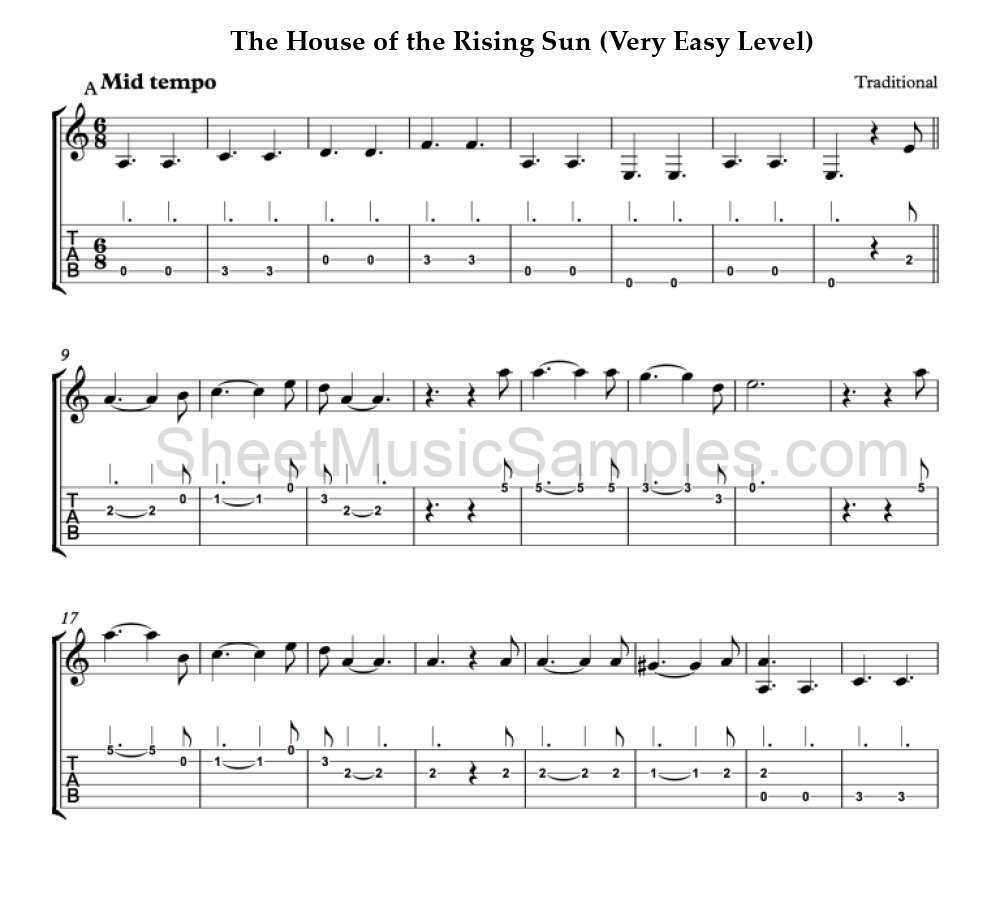 The House of the Rising Sun (Very Easy Level)