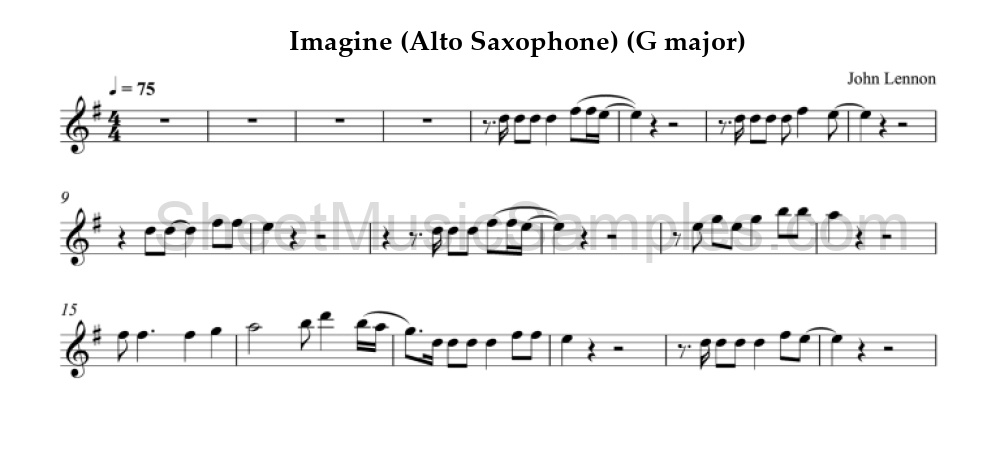 Imagine (Alto Saxophone) (G major)