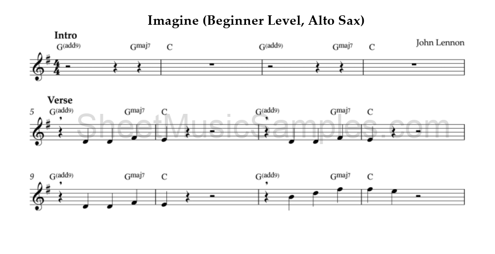 Imagine (Beginner Level, Alto Sax)