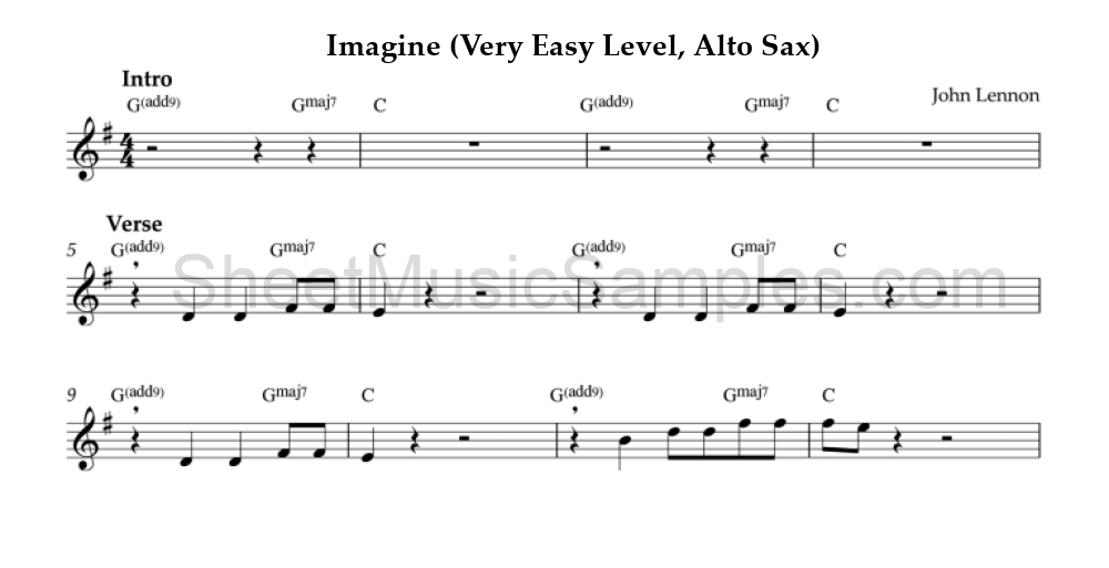 Imagine (Very Easy Level, Alto Sax)