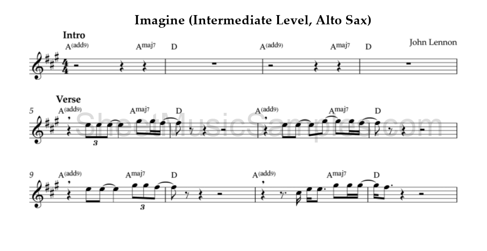 Imagine (Intermediate Level, Alto Sax)