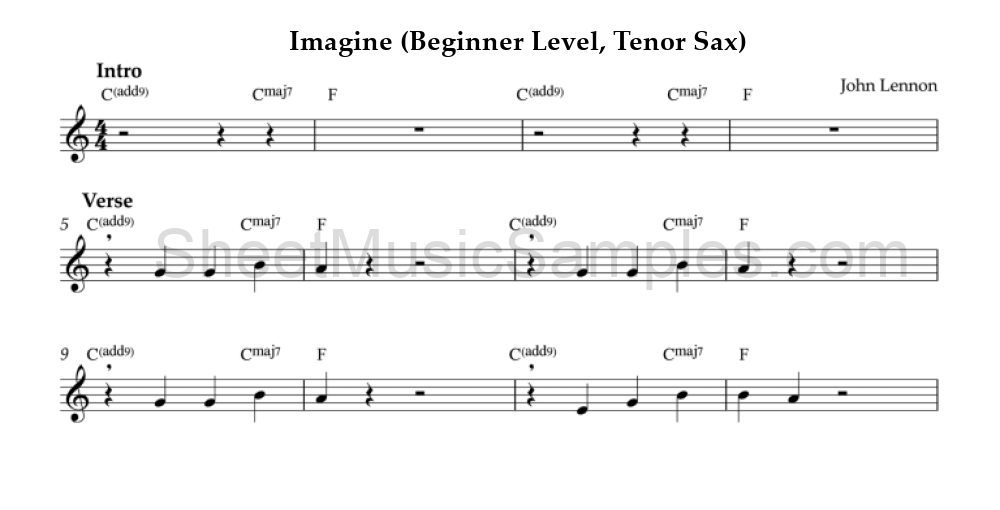 Imagine (Beginner Level, Tenor Sax)