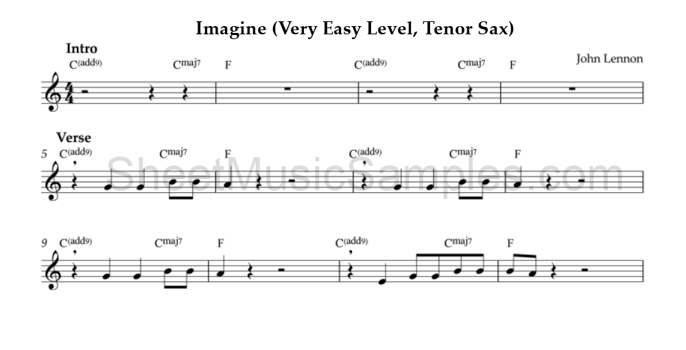 Imagine (Very Easy Level, Tenor Sax)