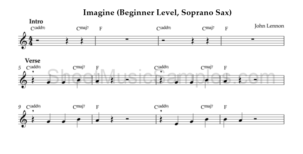 Imagine (Beginner Level, Soprano Sax)