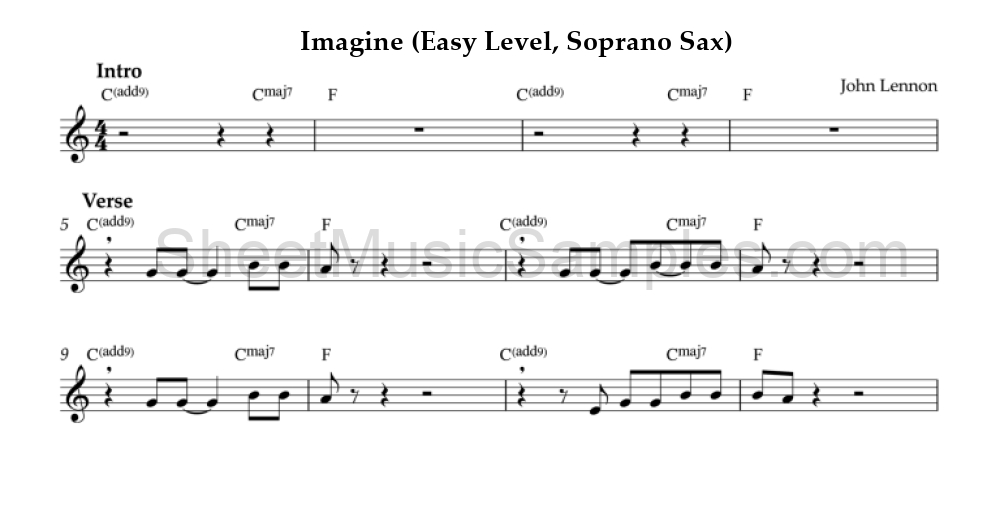 Imagine (Easy Level, Soprano Sax)