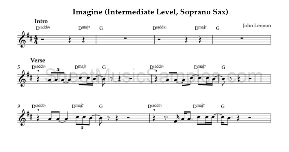 Imagine (Intermediate Level, Soprano Sax)