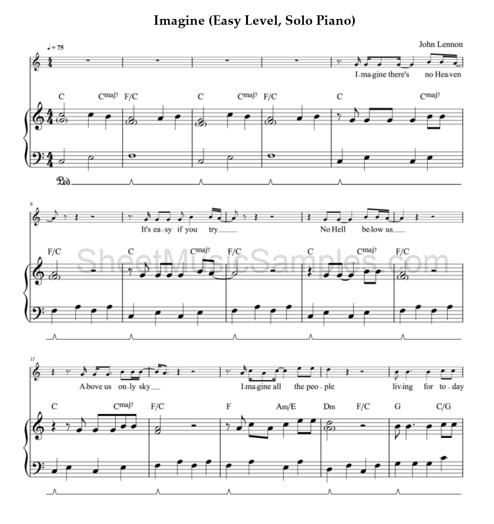 Imagine (Easy Level, Solo Piano)