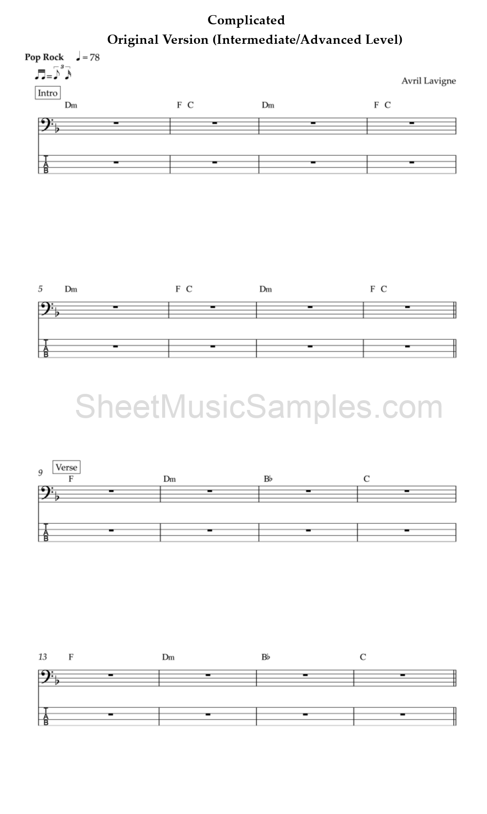 Complicated - Original Version (Intermediate/Advanced Level)