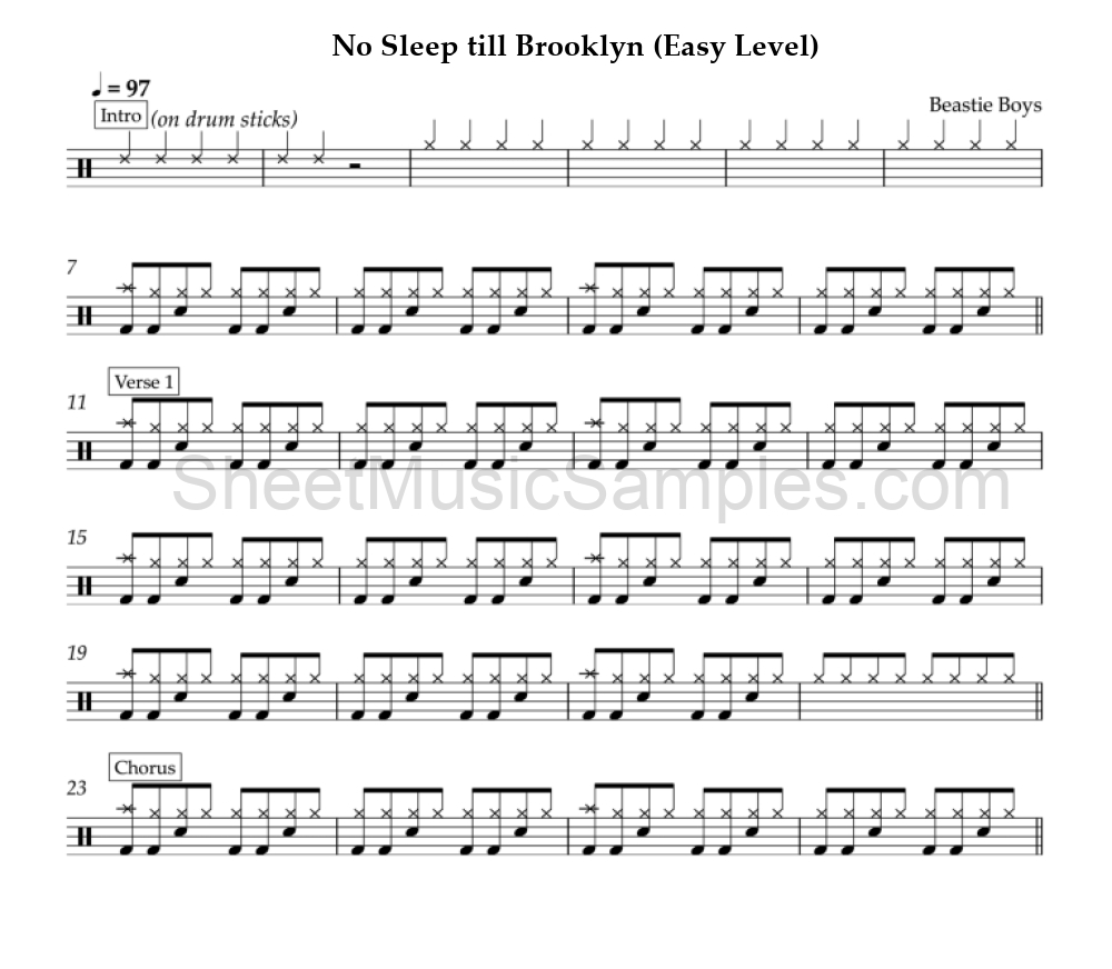 No Sleep till Brooklyn (Easy Level)