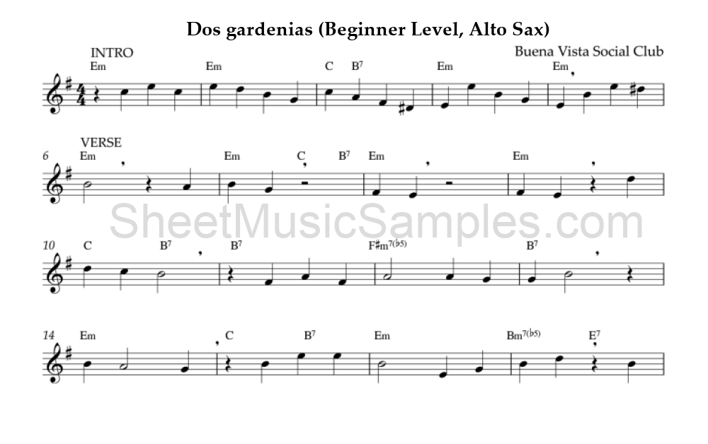 Dos gardenias (Beginner Level, Alto Sax)