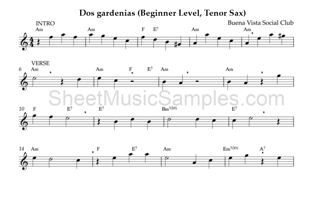 Dos gardenias (Beginner Level, Tenor Sax)