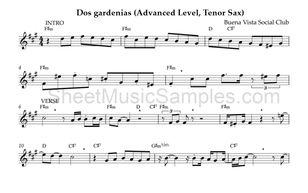 Dos gardenias (Advanced Level, Tenor Sax)