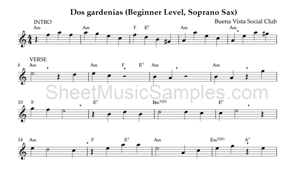 Dos gardenias (Beginner Level, Soprano Sax)