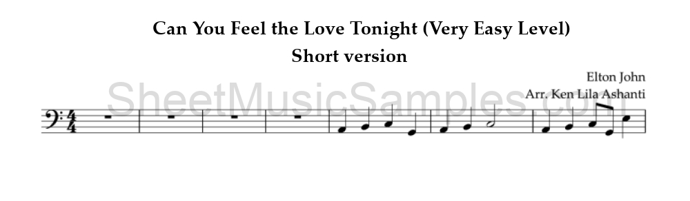 Can You Feel the Love Tonight (Very Easy Level) - Short version