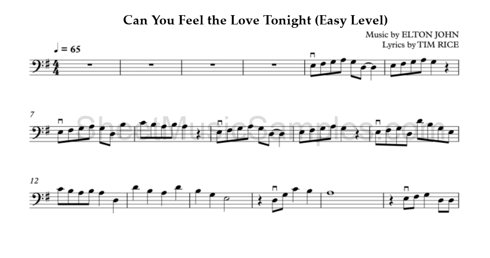 Can You Feel the Love Tonight (Easy Level)