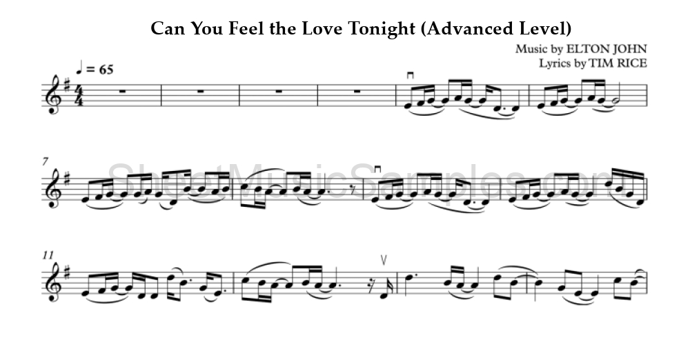 Can You Feel the Love Tonight (Advanced Level)