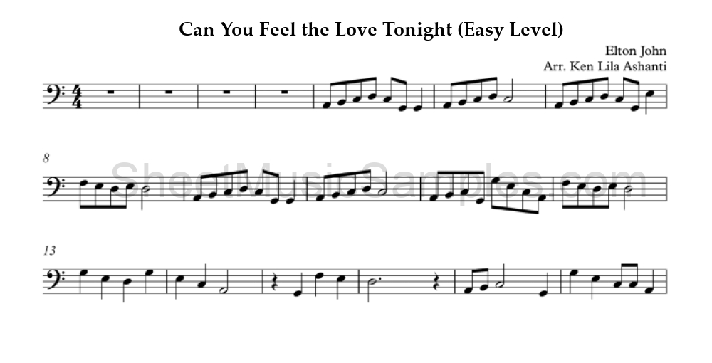 Can You Feel the Love Tonight (Easy Level)