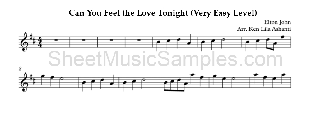 Can You Feel the Love Tonight (Very Easy Level)