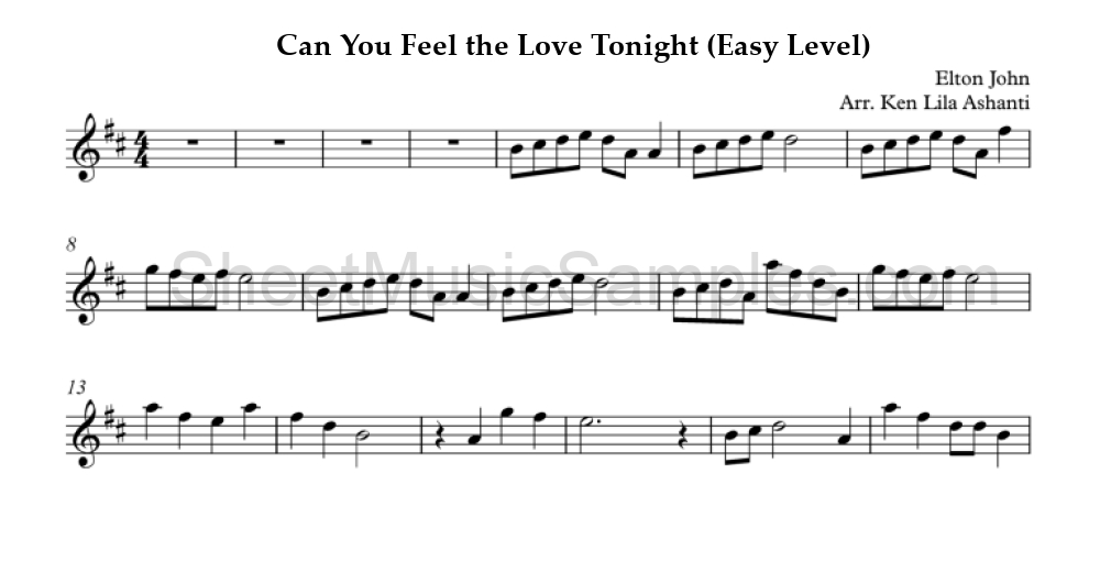 Can You Feel the Love Tonight (Easy Level)