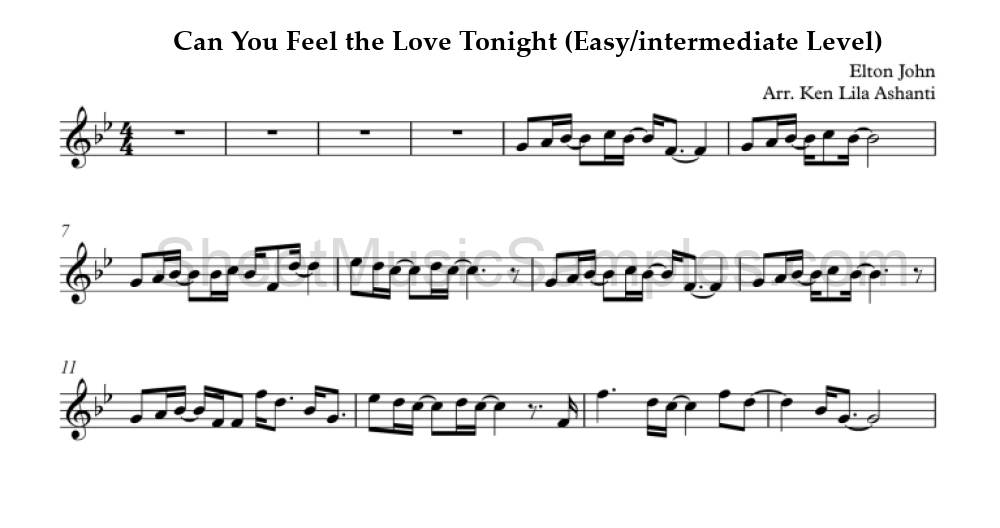 Can You Feel the Love Tonight (Easy/intermediate Level)