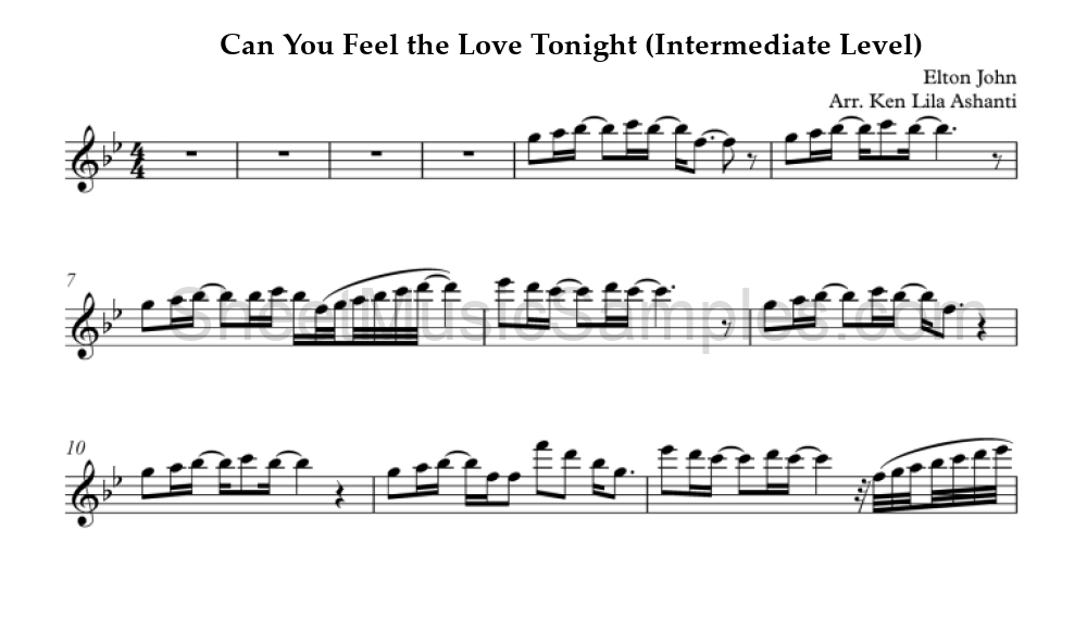 Can You Feel the Love Tonight (Intermediate Level)