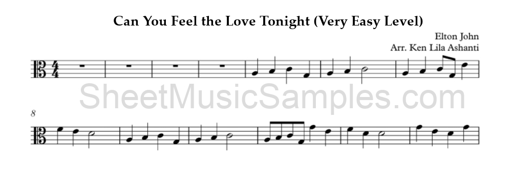 Can You Feel the Love Tonight (Very Easy Level)