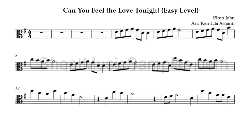 Can You Feel the Love Tonight (Easy Level)