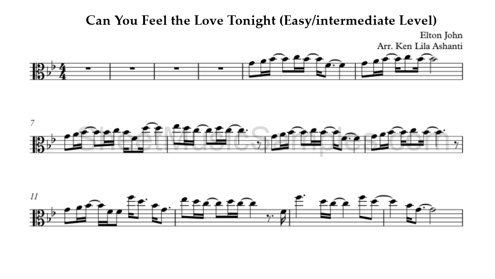 Can You Feel the Love Tonight (Easy/intermediate Level)