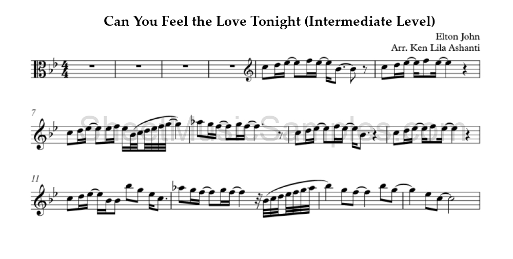 Can You Feel the Love Tonight (Intermediate Level)