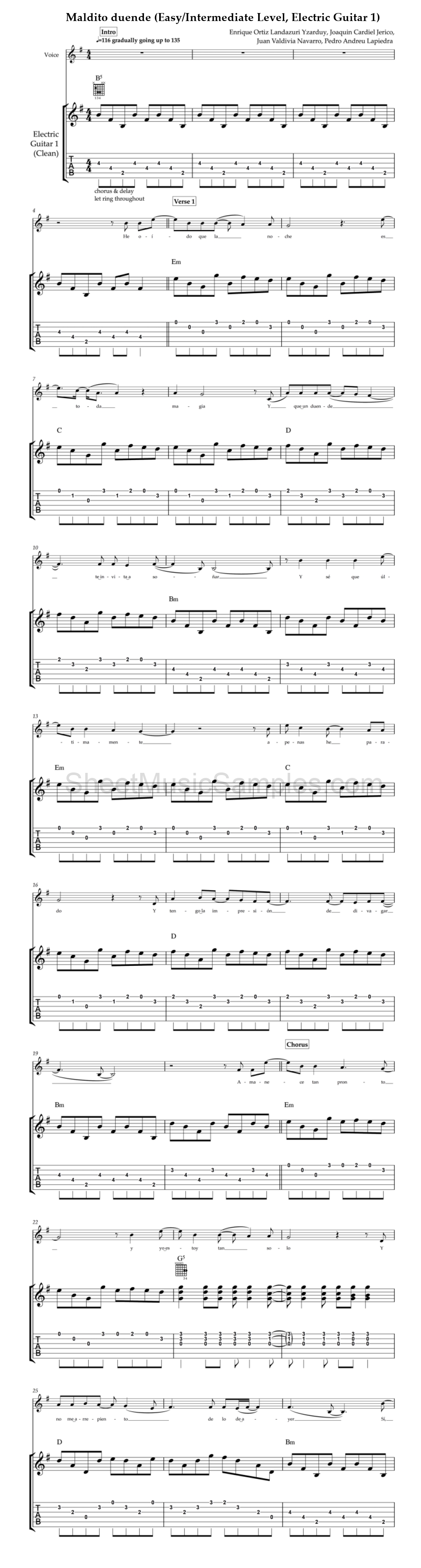 Maldito duende (Easy/Intermediate Level, Electric Guitar 1)