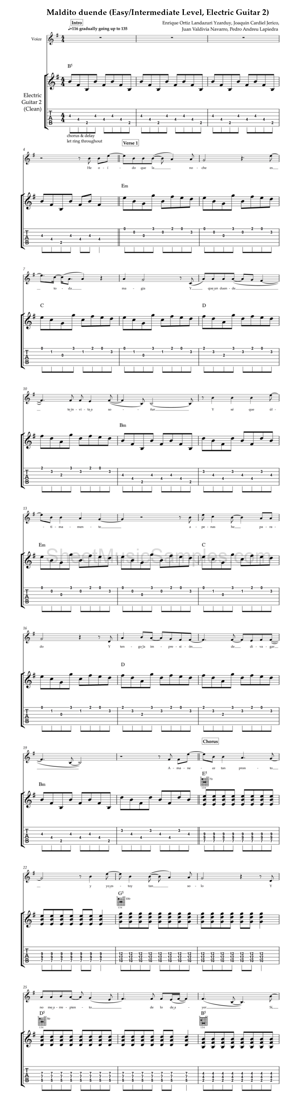 Maldito duende (Easy/Intermediate Level, Electric Guitar 2)