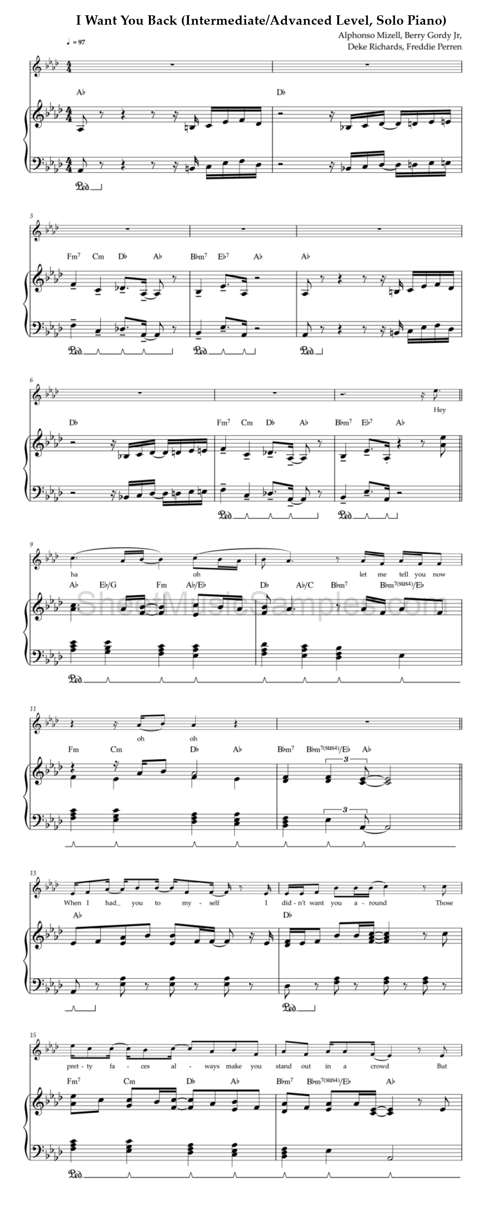 I Want You Back (Intermediate/Advanced Level, Solo Piano)