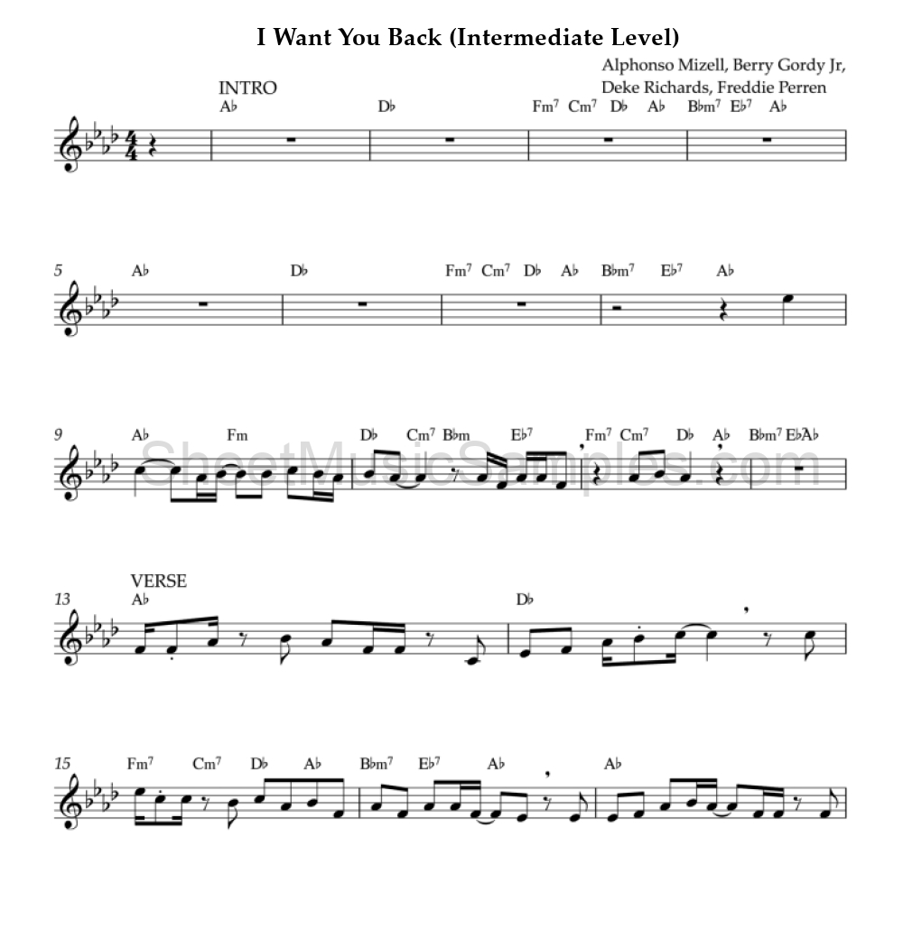 I Want You Back (Intermediate Level)