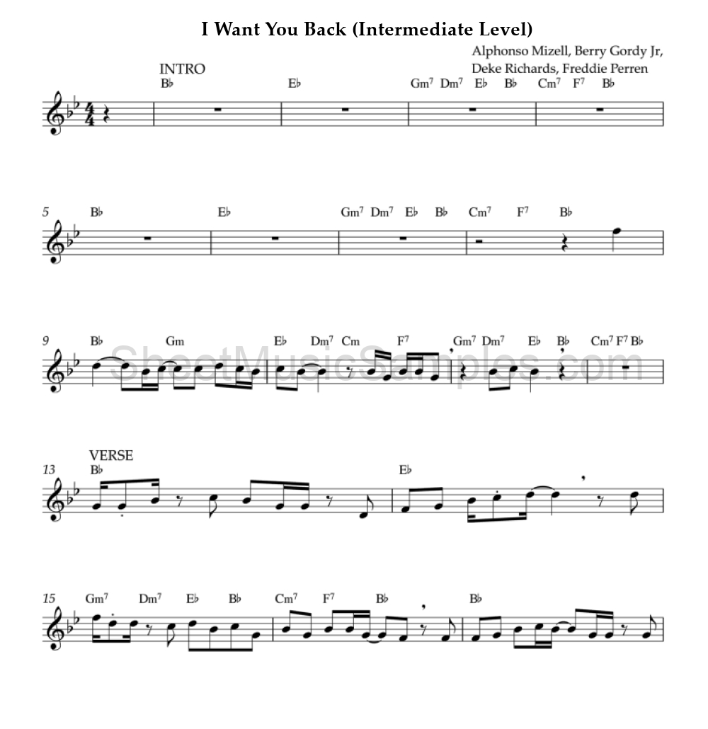 I Want You Back (Intermediate Level)