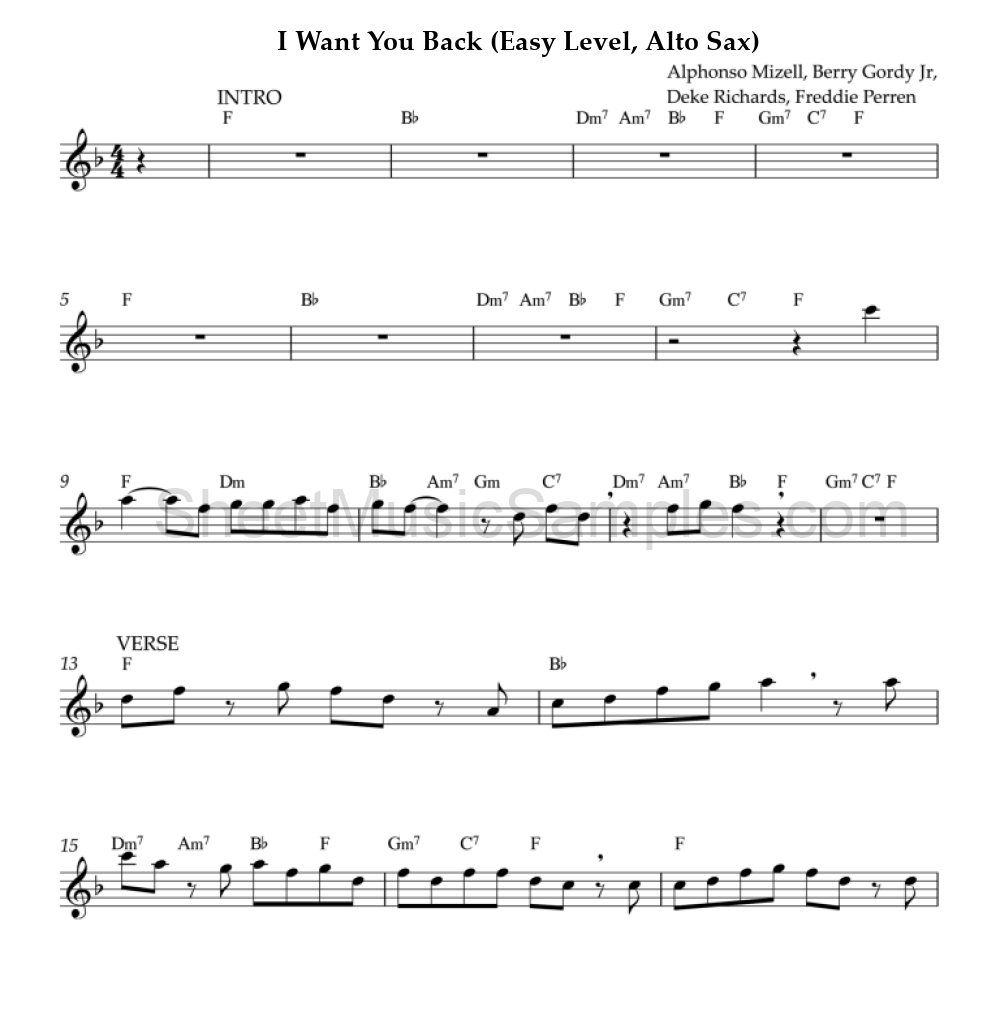 I Want You Back (Easy Level, Alto Sax)