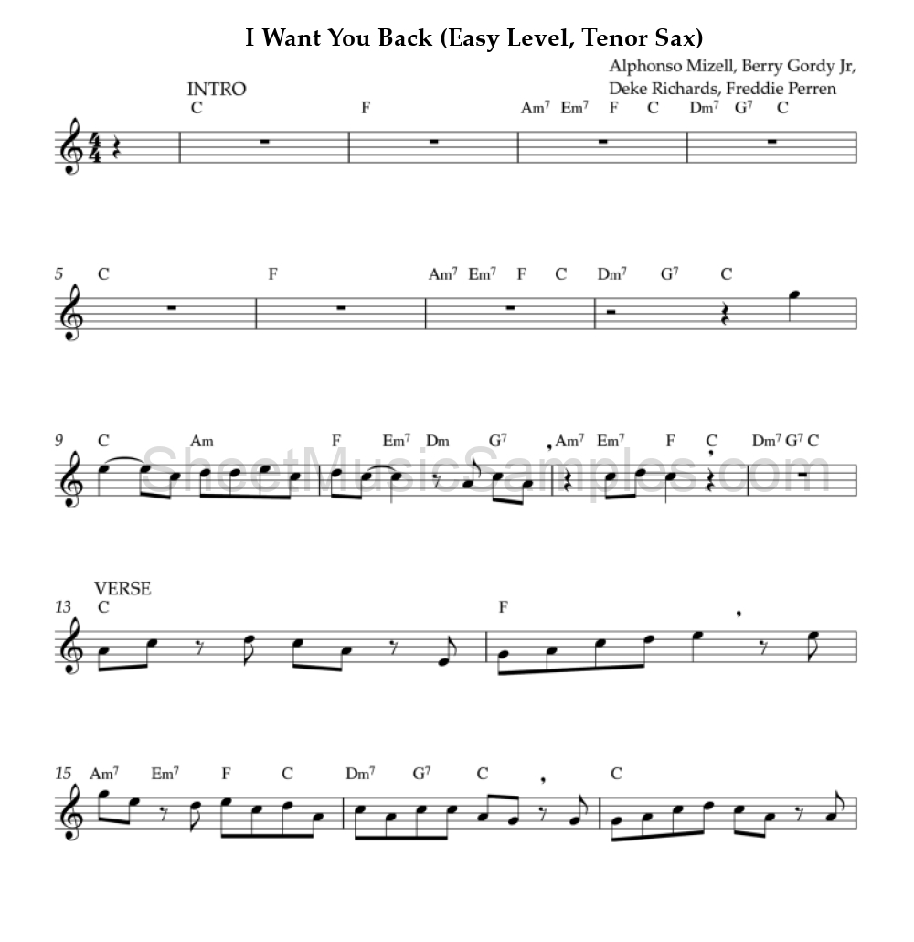 I Want You Back (Easy Level, Tenor Sax)