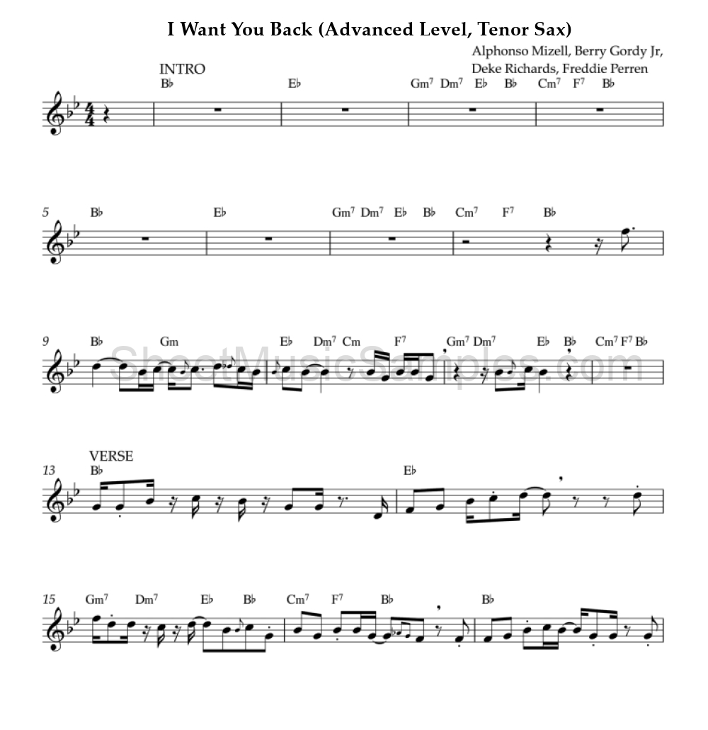 I Want You Back (Advanced Level, Tenor Sax)