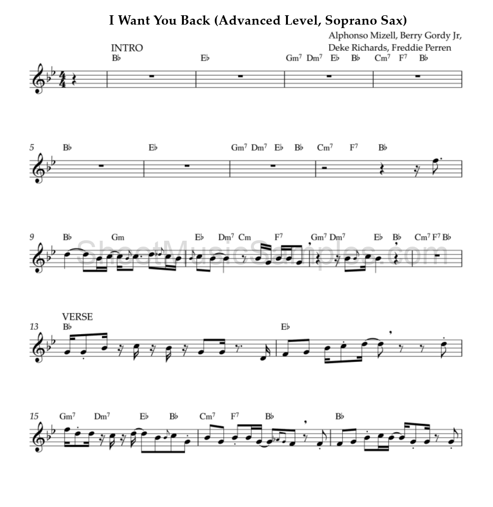 I Want You Back (Advanced Level, Soprano Sax)