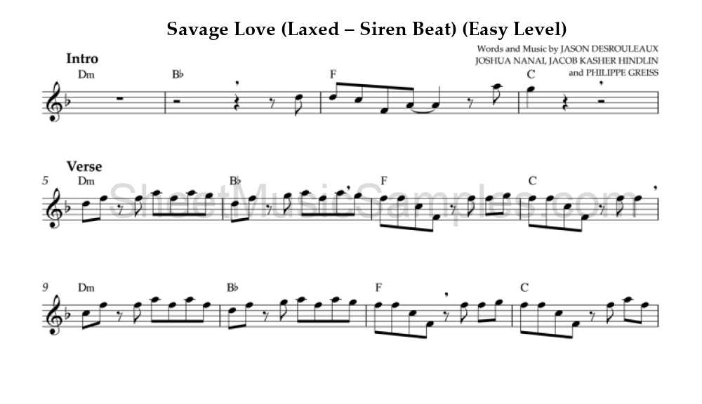 Savage Love (Laxed – Siren Beat) (Easy Level)