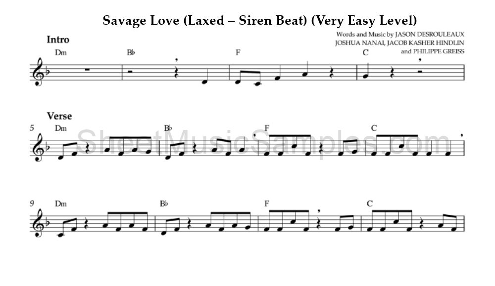 Savage Love (Laxed – Siren Beat) (Very Easy Level)